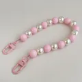 Detail of pink matte beads and white pearls mobile strap with matching lobster clasps - Pink Mixed Color Phone Chain