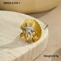 Détail d'une bague étoile de mer et coquillage dorée 18 carats avec perles et dimensions - Bague ronde étoile de mer de couleur mixte (NMSR-K349-1)