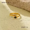 Bague serpent dorée avec pierre verte ovale, largeur 0.5cm et poids de 1.5g élégante - Bague Vintage en Pierre Précieuse (NMSR-F726-1)