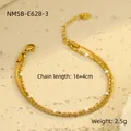 Detail of 18K gold-plated stainless steel double-layer bracelet with white beads - White Round Beads (NMSB-E628-3)