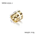 Detail van afmetingen van de 18K vergulde titaniumstalen ring met drievoudige spiraal - Verstrengelde Spiraal Drievoudige Ringstijl (NMSR-H335-1)