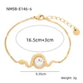 Détail d'un bracelet serpent avec dimensions de 16,5 cm de long et accent en cristal - Bracelet Serpent Autour d'une Pierre Précieuse (NMSB-E146-6)