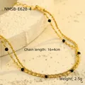 Detail of 18K gold double-layer stainless steel bracelet with black beads and lobster clasp - Black Round Beads (NMSB-E628-4)