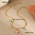 Dettaglio collana in oro 18K con conchiglie, stella marina e pietre colorate naturali - Collana Conchiglia Rosa (NMSN-E429-2) / Oro 18K