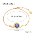 Détail du bracelet serpent avec cristal bleu et chaîne réglable en or poli - Bracelet Serpent Autour d'une Pierre Précieuse (NMSB-E146-5)