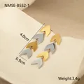 Bicolor-Ohrhänger aus 18K vergoldetem Edelstahl, geometrisches Design, 4 cm Länge - Gemischte Farben Rautenstil (NMSE-B552-1)
