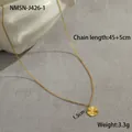 Detail of golden stainless steel necklace with radial texture round pendant and specifications - 18K Gold / Round Pendant