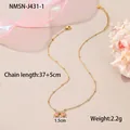 Detailansicht goldene Halskette mit rosa Schleifenanhänger und 37 plus 5cm Kette - Rosa Schleife Halskette