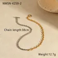 Detalle de cadena bicolor plata y oro con cierre de palanca, longitud de 38 cm - Collar Bicolor (NMSN-K259-2) / Chapado en oro 18K