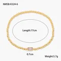 Détail du bracelet perlé en or 18K montrant la longueur 17cm et le poids 5,7g - Mars Bleu Clair