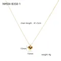 Minimalist gold 3D heart pendant necklace with smooth mirror finish for women - 18K Gold / Gold Heart Necklace (NMSN-B358-1)