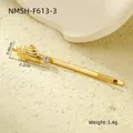 Detailed view of a gold conch hair clip with pearl and dimensions 2.2cm by 0.86cm - Conch Rhinestone Style (NMSH-F613-3)