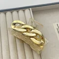 Elegant large transparent acrylic hair claw with golden metal chain link design - Clear Gold
