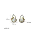 Detailed size view of gourd-shaped pearl earrings with gold plating and bow detail - Gourd Bowknot Style (Style 6)