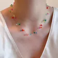 Collar de varias capas con cuentas de colores para mujer y cuentas facetadas en modelo - Cristal Colorido (G72)