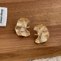 Detailaufnahme goldener Ginkgoblatt-Ohrringe mit dreieckigen Zirkonia-Steinen - Ginkgoblatt-Form (Gold)