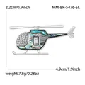 Broche de helicóptero con concha de abulón, circonitas y medidas detalladas - Plateado