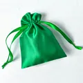 Glossy bright green satin drawstring storage pouch for luxury jewelry packaging - Grass Green; 7*9cm