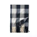 Sciarpa invernale classica a scacchi bianchi e neri con eleganti nappe a frangia - Scacchiera Nera