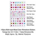 Self-adhesive colorful gemstone stickers in 142pcs assorted sizes and mixed shapes - Mixed Shape Colorful Rhinestone Stickers