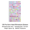 Colorful heart-shaped rhinestone stickers 126pcs 6mm for DIY crafts and decorations - Colorful Heart Rhinestone Style
