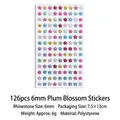 Colorful 6mm plum blossom crystal stickers, 126 pieces for DIY children crafts - Colorful Plum Blossom Style