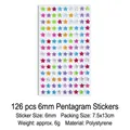 Colorful 6mm star stickers set with 126 pieces for DIY crafts and decorations - Colorful Star Rhinestone Style