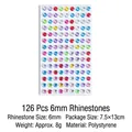 Colorful 6mm heart-shaped rhinestone sticker set for kids DIY crafts with 126 pieces - Colorful Round Rhinestone Style