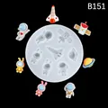 Creative space astronaut and rocket silicone mold for DIY fondant and chocolate cake decoration - B151 / Clear