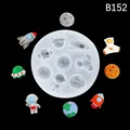 Space astronaut and rocket themed silicone mold for DIY cake and chocolate decorating - B152 / Clear