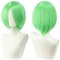 Short neon green bob wig for cosplay, 30cm thick synthetic fiber hair - Green