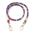 Detail of colorful woven shoulder strap with gold metallic swivel hooks and vibrant texture - 80 cm / Rose Pink Purple with Gold Buckle