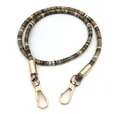 Close-up of grey and gold braided shoulder strap with large lobster claw clasps - 80 cm / Dark Gray With Gold Buckle