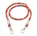 Detailed view of colorful woven phone strap with golden metal lobster clasps - 80 cm / Red Orange with Gold Buckle