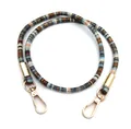 Detail of colorful woven shoulder strap with premium golden metal lobster clasps - 80 cm / Brown Coffee with Gold Buckle
