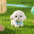 Miniature white puppy resin figurine with blue bowtie, weight 4.7g and size 2.2x2.2cm - Grey Bichon