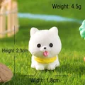 Miniature white Pomeranian puppy figurine with yellow collar and 2.3cm height spec - Samoyed
