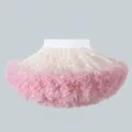 Pink and white tiered mesh tutu skirt for girls with ruffled elastic waistband - L / Peach Pink