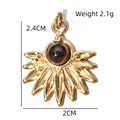 Ciondolo a sole dorato con pietra occhio di tigre, misura 2,4cm x 2cm, acciaio inox - Ciondolo in Pietra Marrone Raggio di Sole (BXGPJ229)