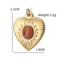Golden heart pendant with brown starstone inlay and sunburst pattern, 23mm size - Sunburst Heart Brown Star Stone Pendant (BXGPJ234)