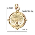 Golden Tree of Life round pendant in geometric design measuring 2.3cm by 1.9cm - Tree of Life Round Relief Pendant (BXGPJ226)