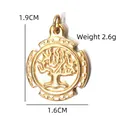 Golden round tree of life pendant with Greek key border for necklaces and bracelets - Greek Key Tree of Life Round Pendant (BXGPJ225)