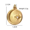 Gold celestial round pendant with moon and star zircon detail, 2.1cm size - Star and Moon Round Zircon Pendant (BXGPJ224)