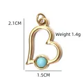 Gold hollow heart pendant with blue gemstone and dimensions 2.1x1.5cm 1.4g - Hollow Heart Blue Stone Pendant (BXGPJ222)