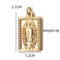 Gold rectangular Our Lady of Guadalupe pendant with beaded edges, weight 4g, 2.1x1.2cm - Our Lady of Guadalupe Rectangular Pendant (BXGPJ219)