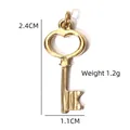 Golden heart-shaped key pendant in stainless steel with 2.4cm height and 1.2g weight - Classic Heart Key Pendant (BXGPJ214)