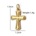 Golden stainless steel cross pendant with beaded edges and 1.9cm height dimensions - Beaded Edge Cross Pendant (BXGPJ213)