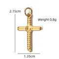 Golden textured stainless steel cross pendant featuring twisted rope design and round center detail - Twisted Rope Cross Pendant (BXGPJ212)