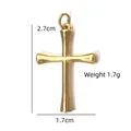 Polished gold cross pendant 2.7x1.7cm charm for stainless steel necklaces, weight 1.7g - Rounded Cross Pendant (BXGPJ208)