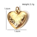 Polished gold stainless steel heart pendant with I Love You engraving, 1.6cm size - Engraved Heart Mirror Pendant (BXGPJ204)